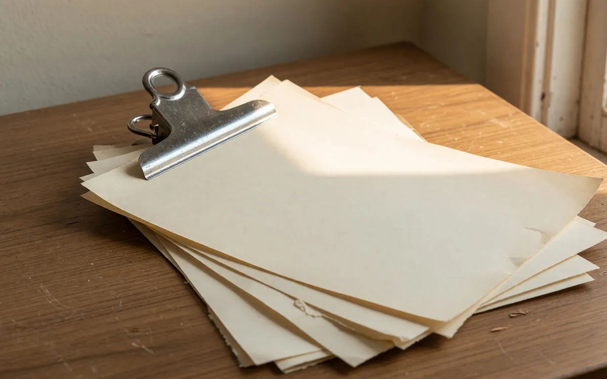 Dated paper clippings on a review desk
