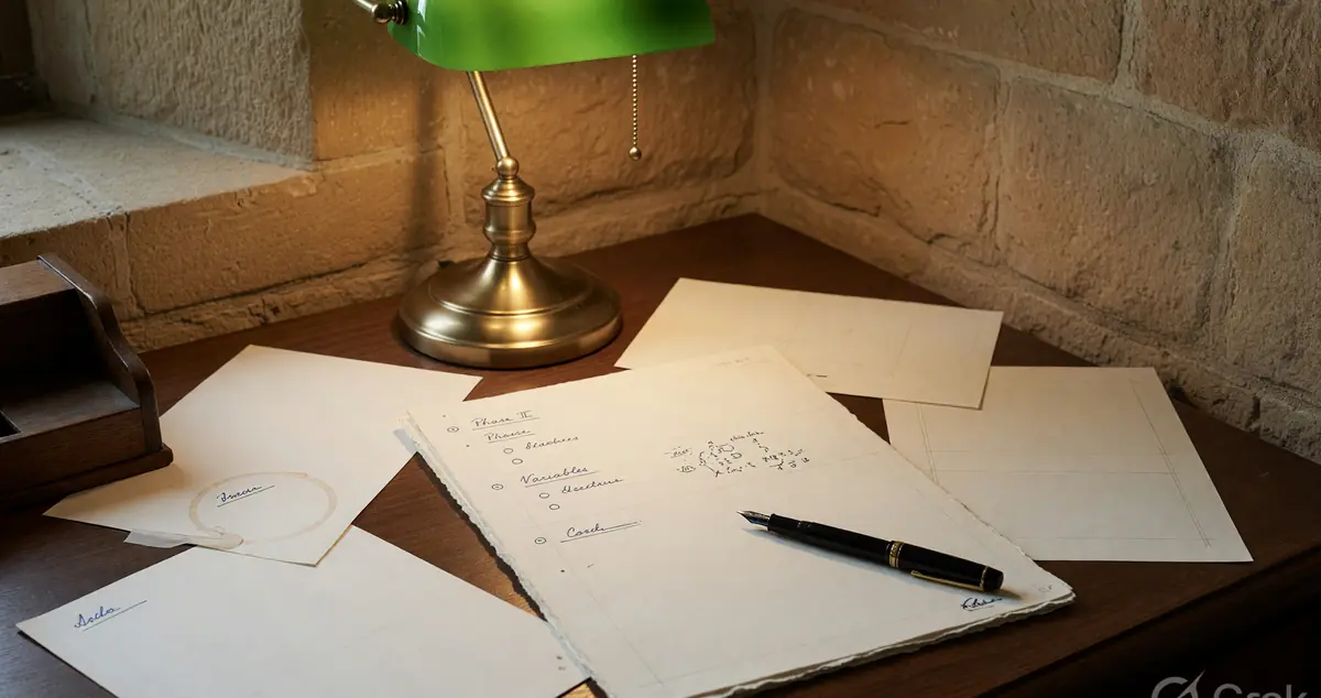 Method notes on a review desk