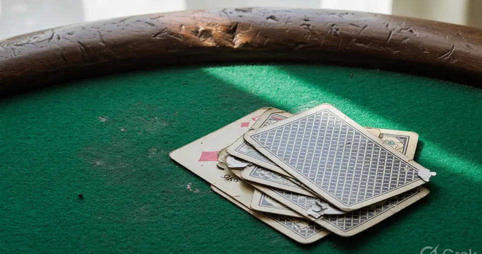 A worn discard lip on green felt