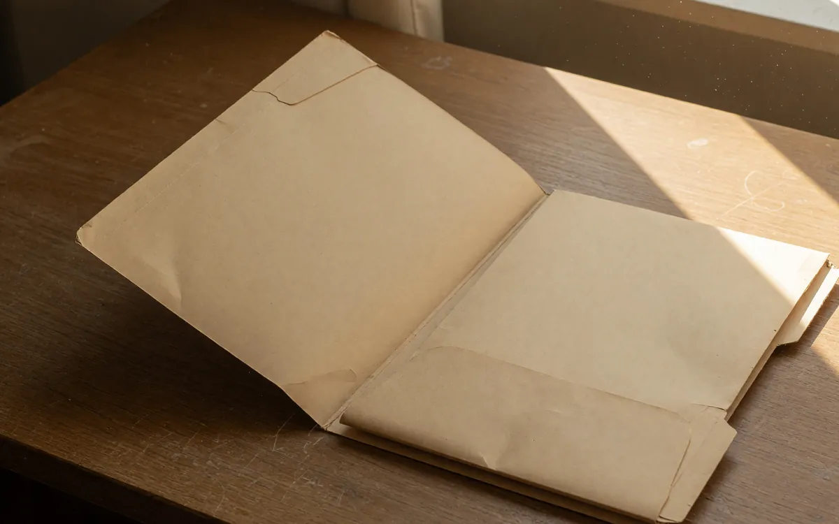 An empty download folder on a wooden desk