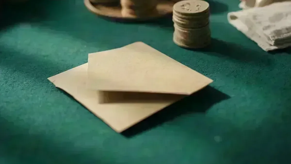 A blank invite slip on a felt table