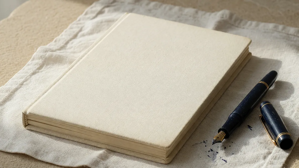 A terms booklet on a review desk